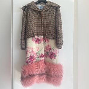 Prada Fox Fur trimmed Cashmere Coat size IT38, fits US2 & US4